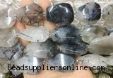 RUBS03 15 inches 18*25mm - 22*30mm faceted freeform black rutilated quartz beads