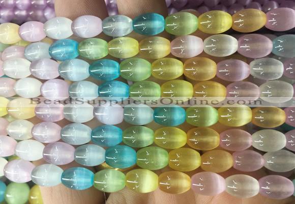 SEBS143 15 inches 6*9mm rice colorful selenite gemstone beads wholesale