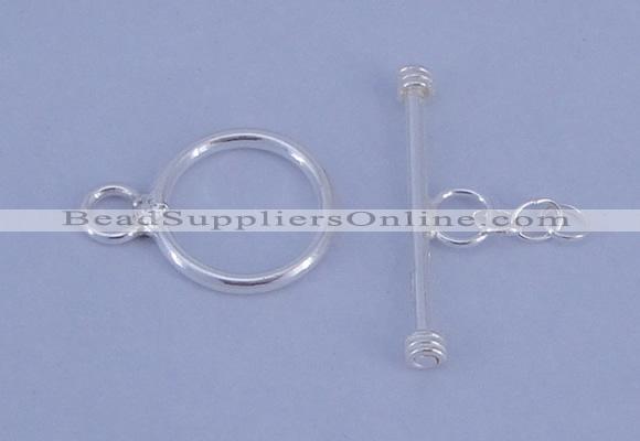 SSC08 5pcs 10mm donut 925 sterling silver toggle clasps
