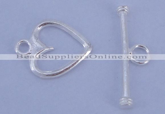 SSC28 5pcs 11*14mm heart 925 sterling silver toggle clasps