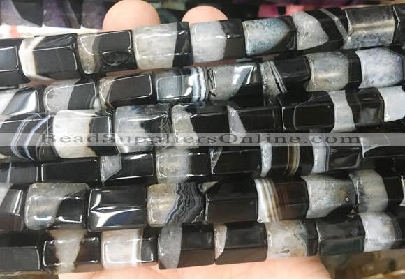 TBBS148 15 inches 10*14mm faceted tube agate gemstone beads wholesale