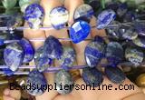 TRBS100 Top drilled 13*18mm faceted flat teardrop Lapis lazuli beads wholesale