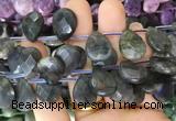 TRBS101 Top drilled 13*18mm faceted flat teardrop Labradorite beads wholesale