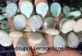 TRBS104 Top drilled 13*18mm faceted flat teardrop amazonite beads wholesale