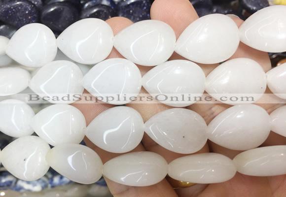 TRBS110 15 inches 13*18mm flat teardrop White jade beads wholesale