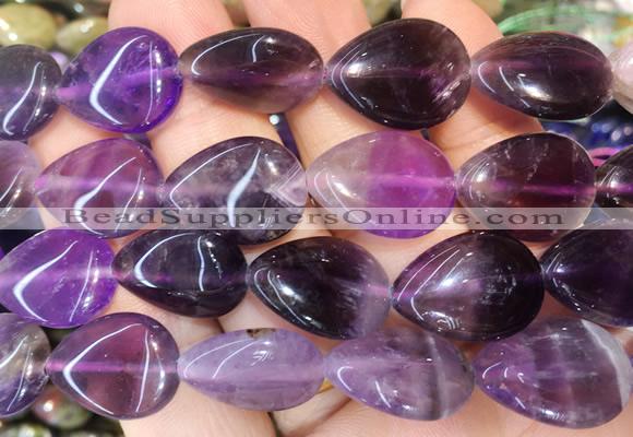 TRBS113 15 inches 13*18mm flat teardrop Amethyst beads wholesale