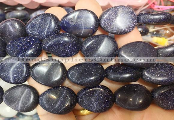 TRBS122 15 inches 13*18mm flat teardrop twist Blue goldstone beads wholesale