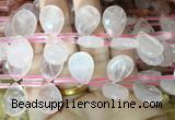 TRBS91 Top drilled 13*18mm faceted flat teardrop rose quartz beads wholesale