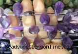 TRBS92 Top drilled 13*18mm faceted flat teardrop amethyst beads wholesale