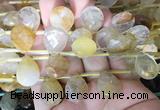 TRBS93 Top drilled 13*18mm faceted flat teardrop yellow gum flower crystal beads