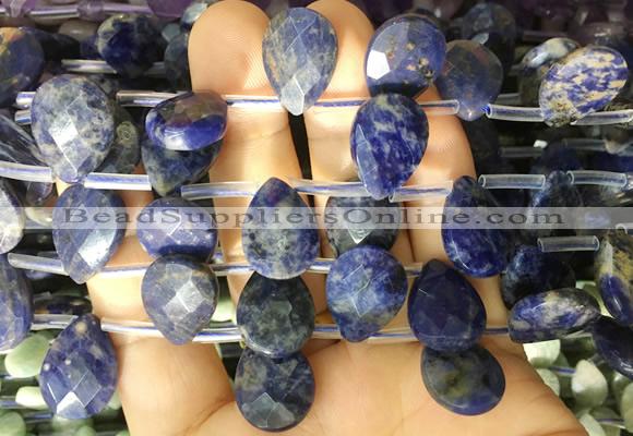 TRBS99 Top drilled 13*18mm faceted flat teardrop sodalite beads wholesale