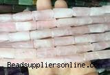 TWBS01 15 inches 9*20mm twist column rose quartz gemstone beads