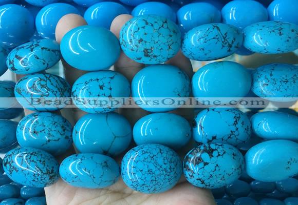 WBBS20 15 inches 23*27mm oval howlite turquoise gemstone beads wholesale