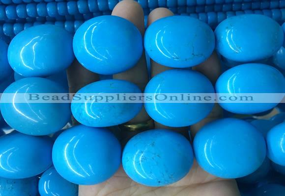 WBBS22 15 inches 27*32mm oval howlite turquoise gemstone beads wholesale