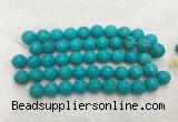WBBS47 14mm carved round loose howlite turquoise gemstone beads wholesale