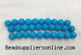 WBBS48 14mm carved round loose howlite turquoise gemstone beads wholesale
